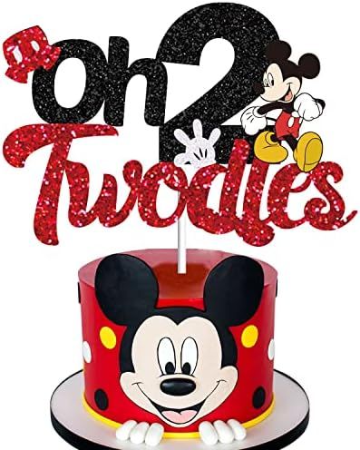 GOGOPARTY Oh Twodles Cake Topper, Mickey Mouse Cake Topper 2nd Birthday Decor with Gold Star and ... | Amazon (US)