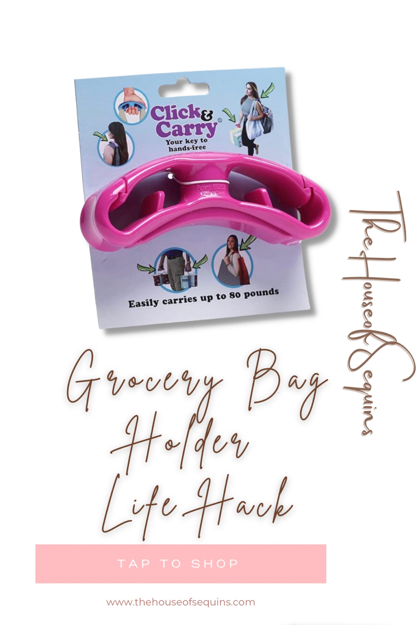 Click & Carry Grocery Bag Carrier SHARK TANK Soft Cushion Grip NEW