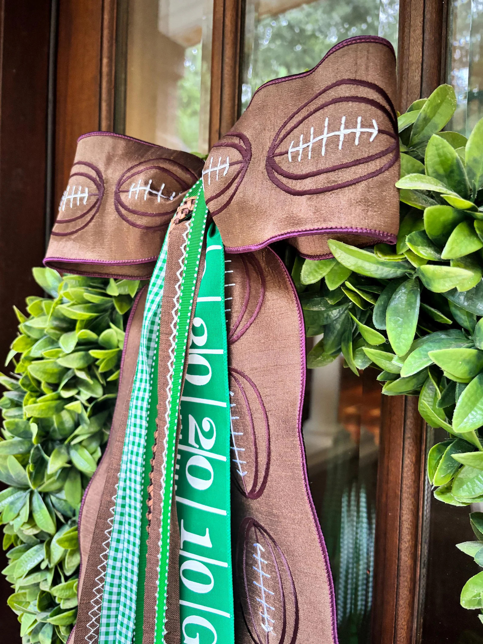 Football Wreath Bow: Brown and Green Fall Ribbon Bundle Extra Long | Etsy (Global)