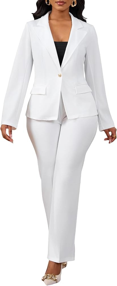 Salimdy 2 Piece Pant Suits for Women Business Casual Outfits Dressy Blazer Jackets and Pencil Pan... | Amazon (US)