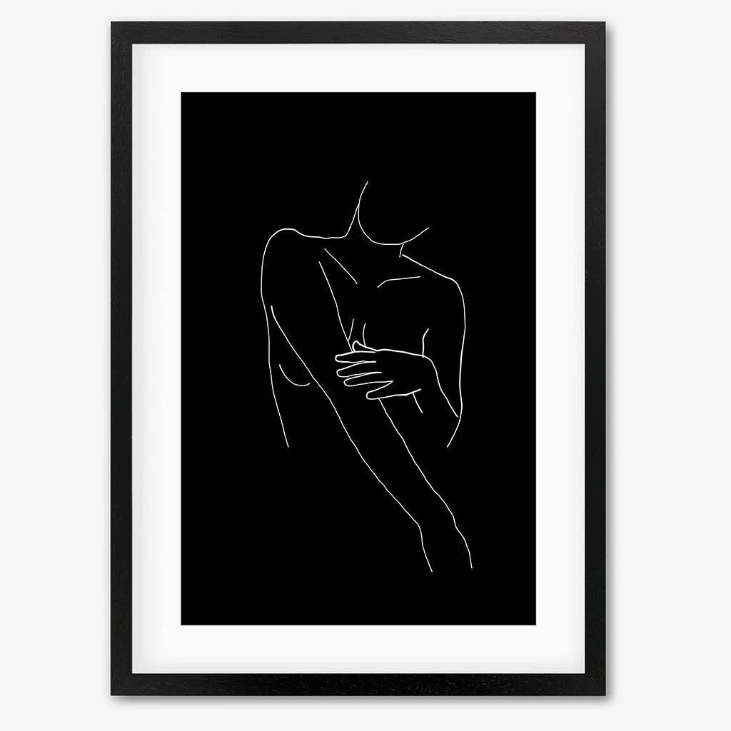 Black On White Female Line Drawing Art Print | Abstract House