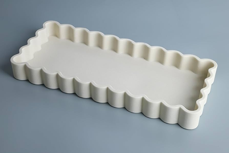 Vixdonos Wavy Edge Decorative Tray,Rectangular Concrete Tray for Coffee Table Decor,13.8X5.9X1.5 ... | Amazon (US)