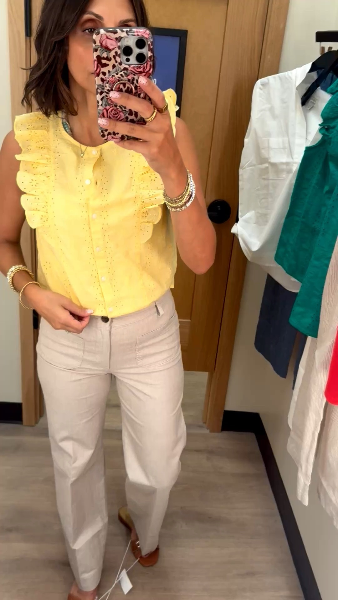 Yellow eyelet top xs
Lizzie pants size 0 but the 2 fit better! 

The pics on the links don’t match but these are the links 

#LTKPetite #LTKOver40 #LTKWorkwear