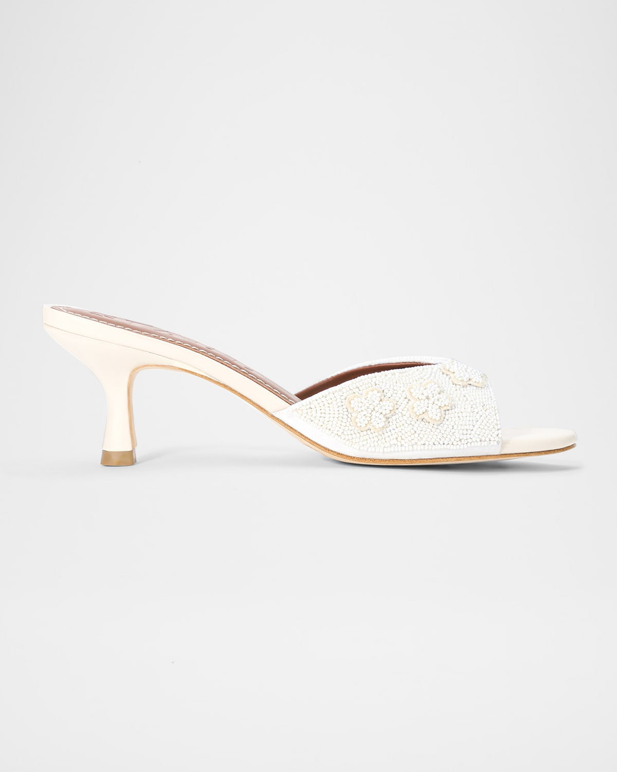 60mm Brigitte Beaded Satin Kitten-Heel Mules | Neiman Marcus