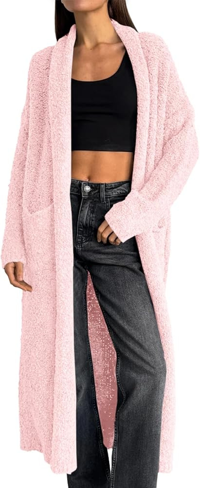 Saodimallsu Womens Open Front Long Cardigan Sweaters Oversized Chunky Fuzzy Lapel Fall 2025 Trend... | Amazon (US)