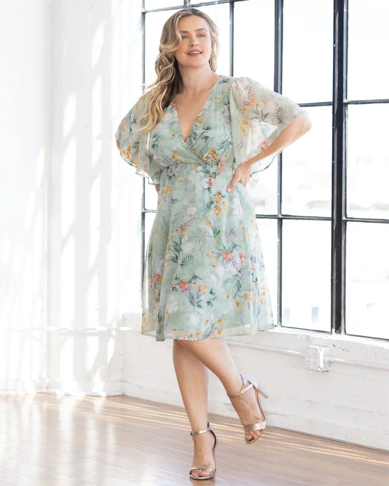 Florence Flutter Sleeve Dress | Kiyonna Clothing