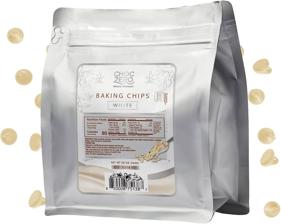 ChocZero White Chocolate Chips, No Added Sugar, Keto & Low Carb, Gluten Free, No Sugar Alcohols, ... | Amazon (US)