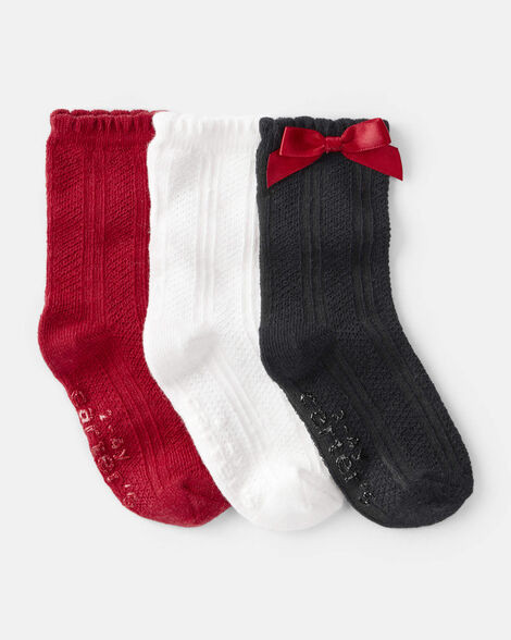 Toddler Girl 3-Pack Christmas Bow Crew Socks | Carter's Inc