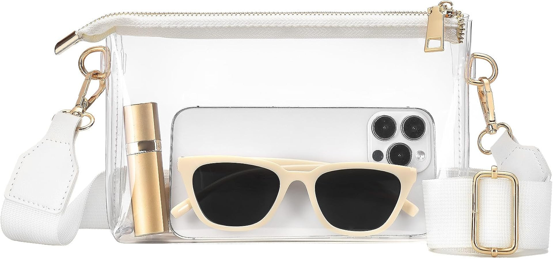 FANGSUN Clear Purse for Women, Clear Crossbody Bag Stadium Approved, Small Cute Clear Stadium Bag... | Amazon (US)