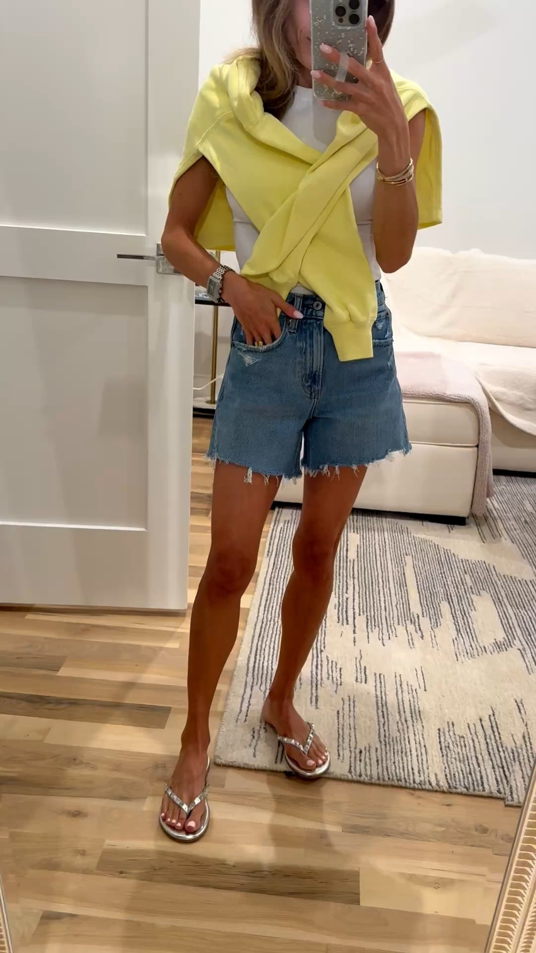 Longer denim shorts in loving! Currently on sale with code SHORTSAF

#LTKPetite #LTKSaleAlert