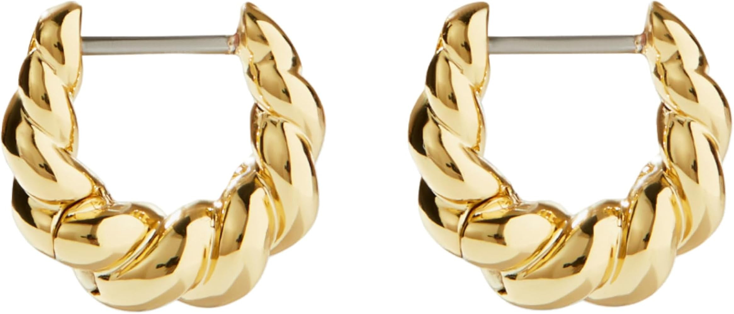 Ana Luisa Gold Earrings - Twisted Huggie Hoop Earrings for Women - 14K Gold Plated Braided Hoop E... | Amazon (US)