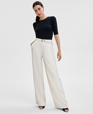I.N.C. International Concepts Women's High-Rise Belted Wide-Leg Pants, Exclusively at Macy's - Ma... | Macy's