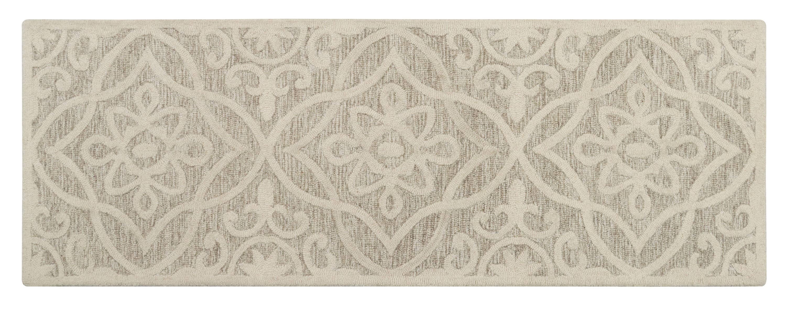 allen + roth Natural 2 x 6 (ft) Tufted Wool Natural Rectangular Indoor Floral/Botanical Global Runner rug Cotton in Beige | VO-SU-2111-008 | Lowe's