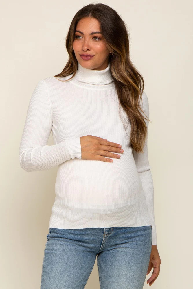 Cream Ribbed Fitted Long Sleeve Maternity Top | PinkBlush Maternity