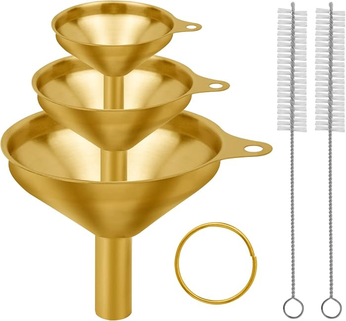 Snailhouse Small Funnels, 3 Pack Stainless Steel Mini Metal Food Funnel with Cleaning Brush Set f... | Amazon (US)