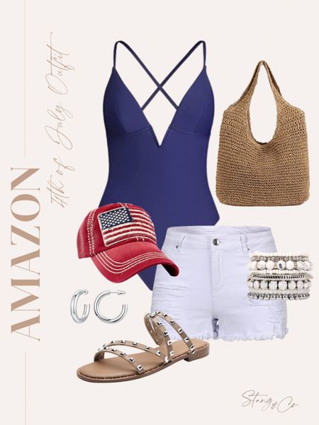 4th of July outfit inspiration 

Red white and blue - one piece bathing suit - white jean shorts - studded sandals - USA hat - straw beach bag 

#LTKstyletip #LTKswim #LTKunder50