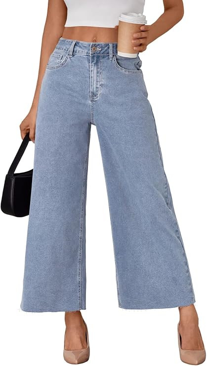 Trendy Queen Women’s High Waisted Wide Leg Jeans Stretchy Barrel Baggy Denim Ankle Cropped Pant... | Amazon (US)