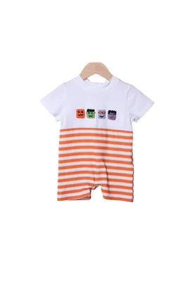 French Knot Trick or Treat Pals Short Romper | The Smocked Flamingo