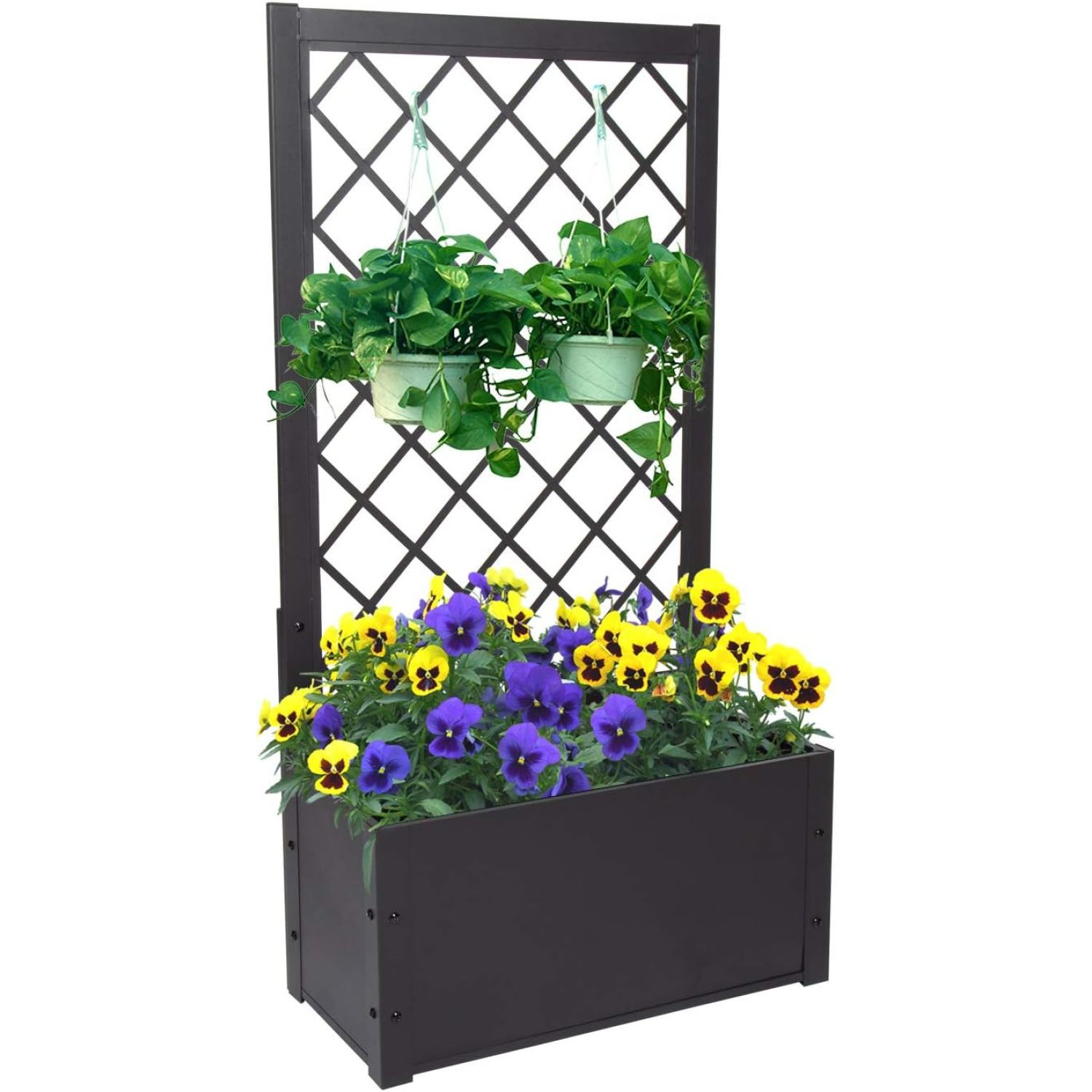 Free Standing Plant Raised Bed with Trellis Elevated Flower Bed for Hanging Flower Baskets Patio ... | Walmart (US)