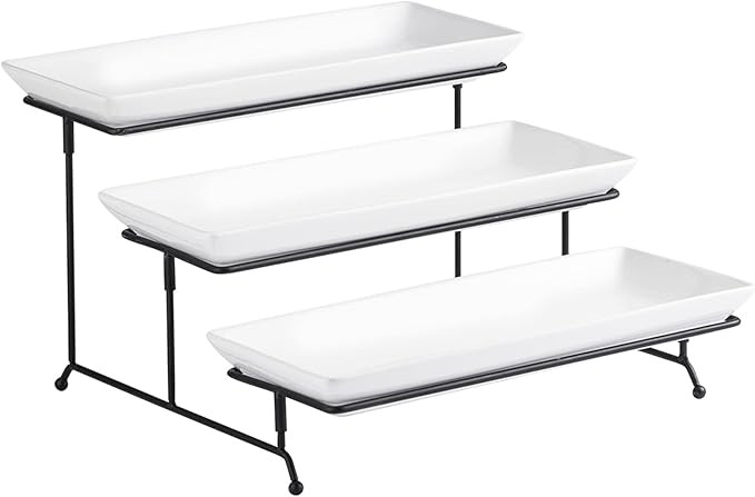 Gomakren 3 Tier Serving Stand Porcelain Serving Platters 12 Inches Tiered Serving Tray White Plat... | Amazon (US)