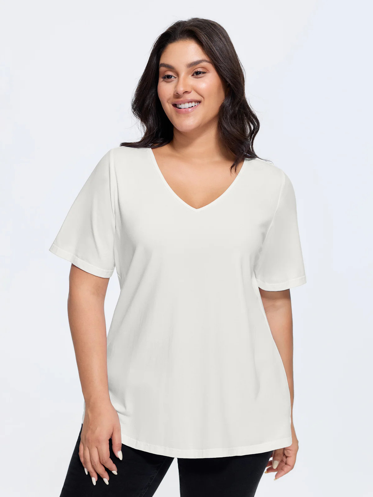 Cotton V Neck Plain Basic T-shirt | Bloomchic