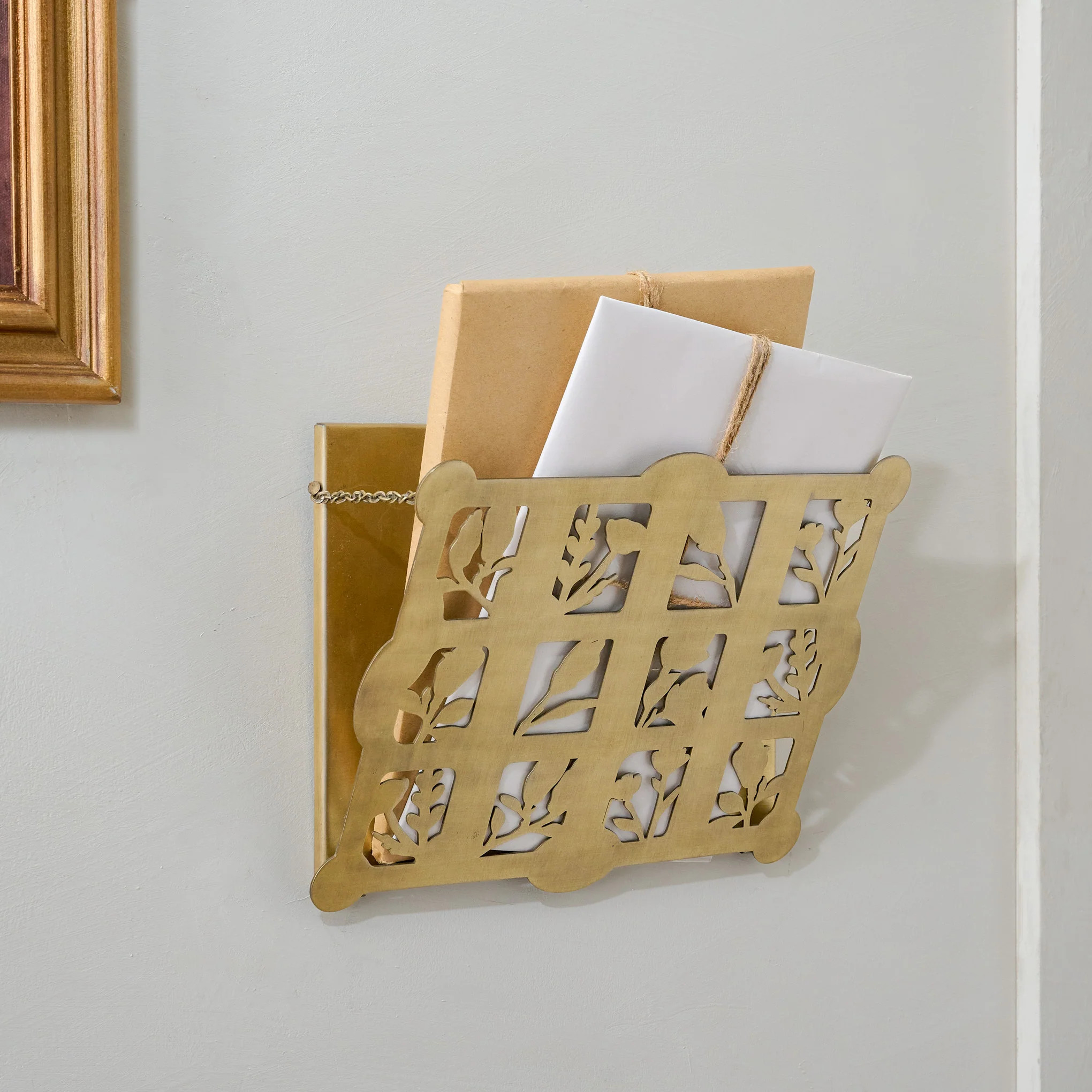 Shadow Floral Brass Wall Pocket | Magnolia