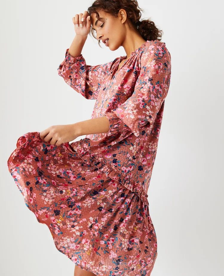 Floral Ruffle Swing Dress | Ann Taylor (US)