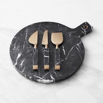 Black Marble Cheese Board with Cheese Knives | Williams Sonoma | Williams-Sonoma