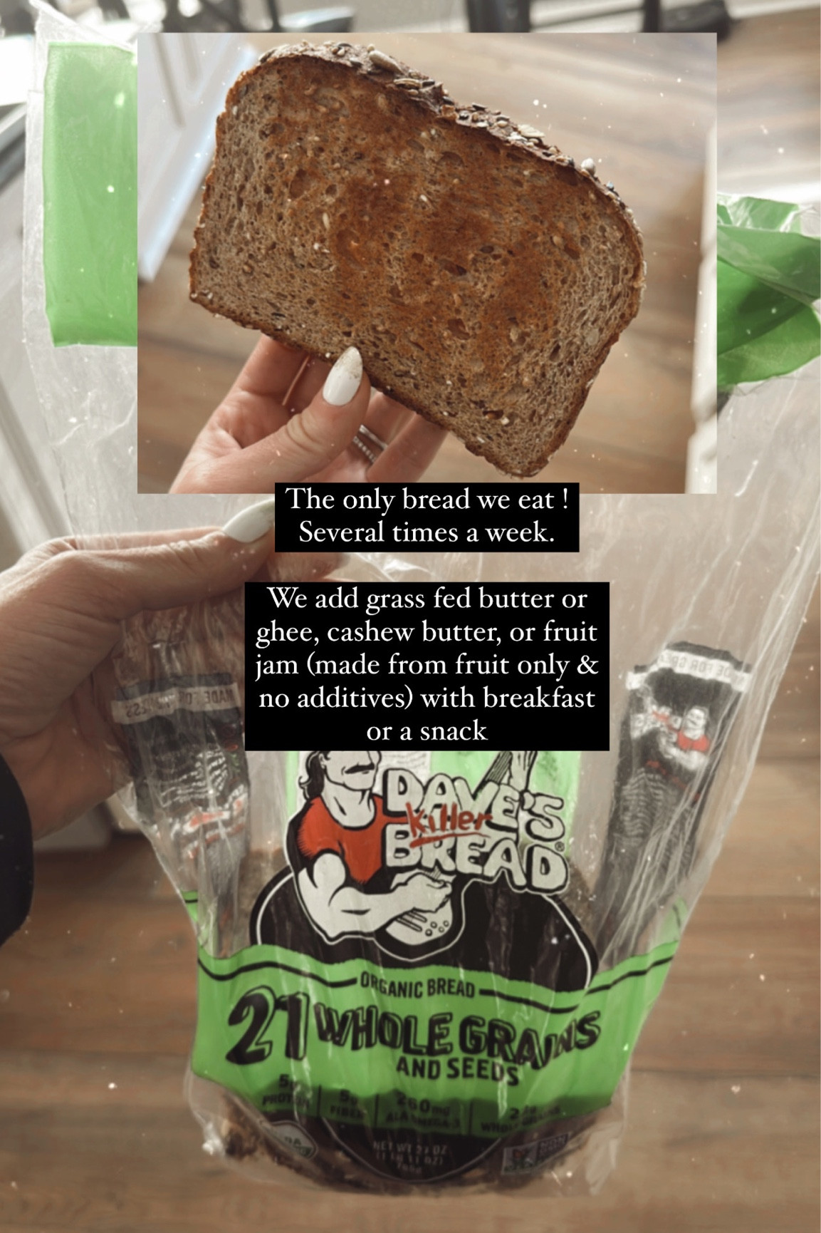 So delicious & very nutritious! The only bread we eat in our house. Organic & high in fiber. It does contain a small amount of added sugar but is still at the top of my list.

#LTKfamily #LTKhome #LTKunder50
