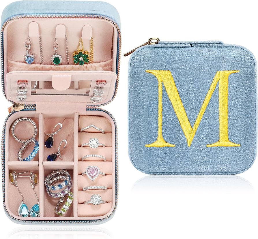 Parima Plush Velvet Jewelry Case Organizer Gifts for Women - Personalized Small Jewelry Case Jewe... | Amazon (US)