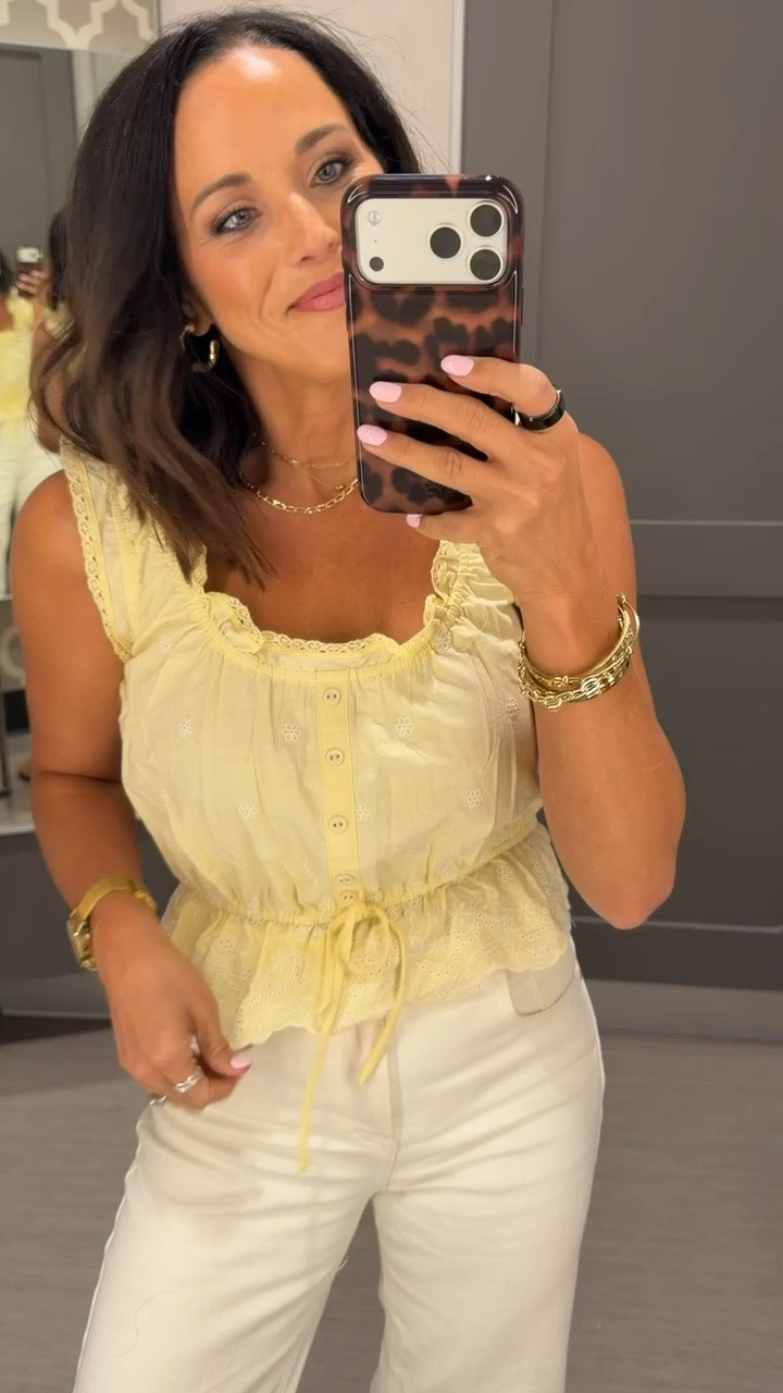 Okay this top is too cute for summer 💛 The soft yellow color, feminine details, and flattering fit make it look so much more expensive than it is. Paired with white denim, it’s the kind of outfit that feels effortless but still looks put together for brunch, vacations, or everyday wear.

OUTFIT DETAILS:
Top: Target
Jeans: Target

Size XS, 5’3 for reference

#LTKStyle #LTKFinds #TargetStyle #TargetFashion #SummerStyle #YellowTop #AffordableFashion #ClassyStyle #OOTD #LTKUnder50