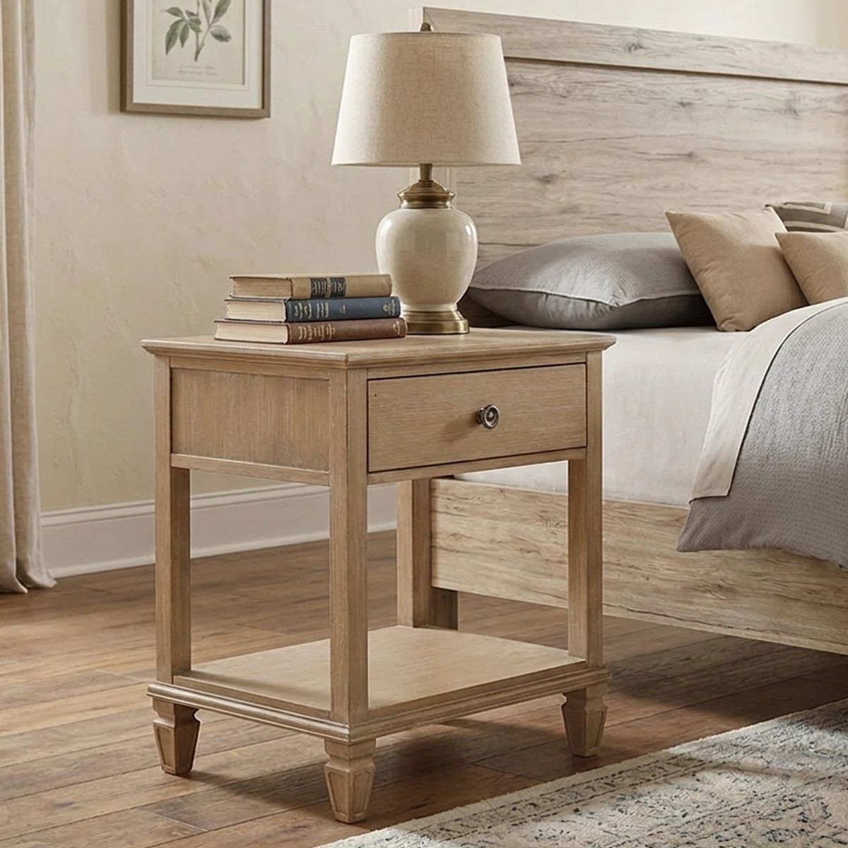 Classic Wood Bedside Table With Drawer And Open Shelf – Elegant Nightstand For Bedroom Or Livin... | Wayfair North America