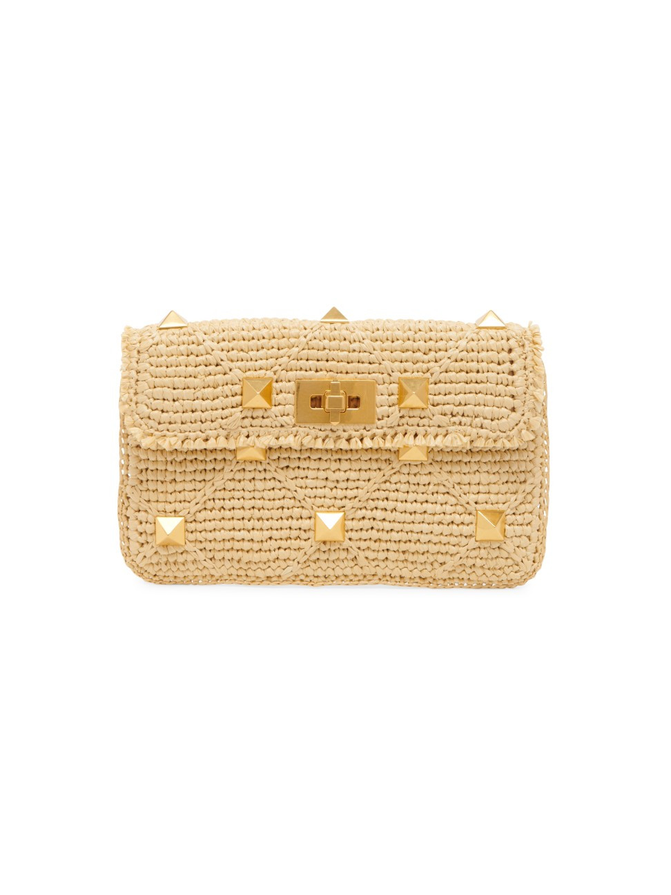 Women's Roman Stud Raffia Flat Pouch - Natural - Natural | Saks Fifth Avenue