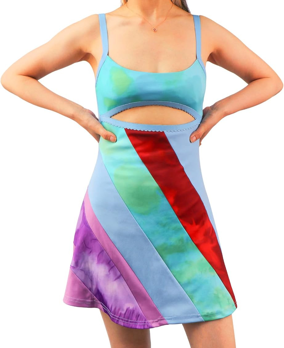 Y2k Mini Dress Spaghetti Straps Print Semi-Sheer Sheath Bodycon Backless Sexy U- Neck Halter Mini St | Amazon (US)