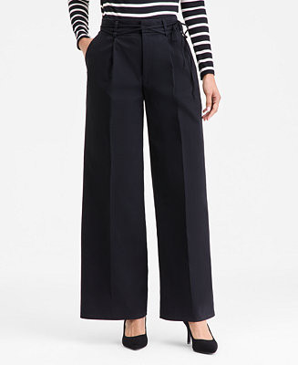 Women's Cotton Blend High-Rise Wide-Leg Pants, Macy's Exclusive | Macy's