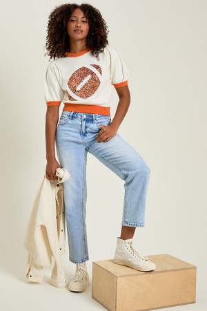 Allie Football Sweater in Orange & White | Altar'd State | Altar'd State