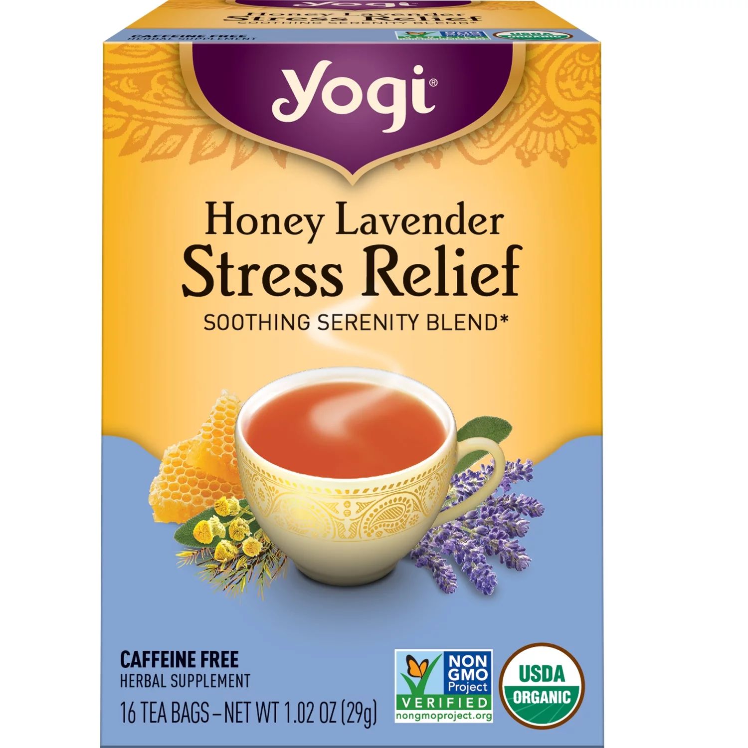 Yogi Tea Honey Lavender Stress Relief, Organic Herbal Tea, Wellness Tea Bags, 16 Count | Walmart (US)