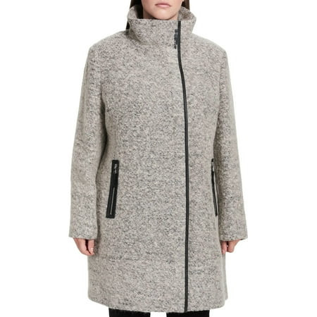 Calvin Klein Women s Gray Wool Blend Asymmetrical Walker Coat | Walmart (US)