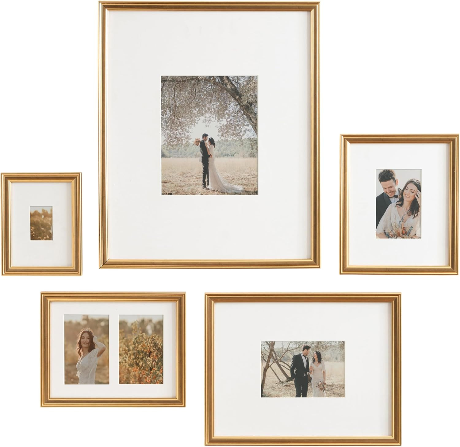 Kate and Laurel Adlynn Traditional Picture Frame Set, Set of 5, Varying Sizes, Gold, Vintage Wall... | Amazon (US)