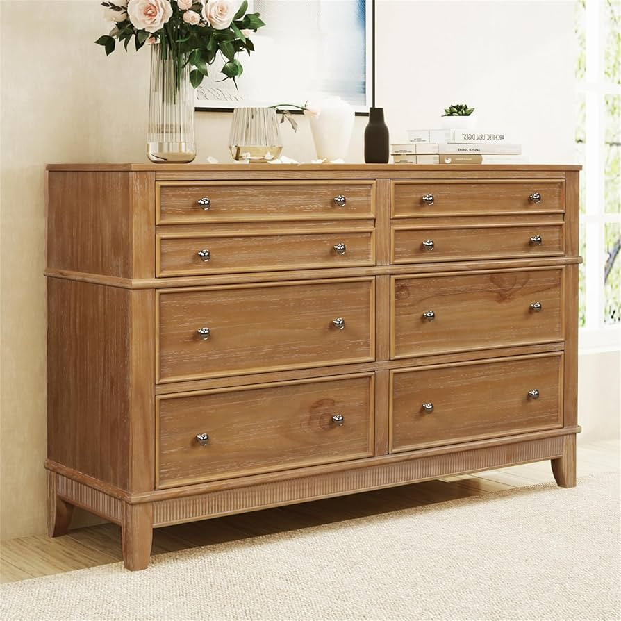 Prohonbec Chic Solid Wood Bedroom 6 Drawer Dresser with Full Extension Metal Glides, Wide Chest o... | Amazon (US)