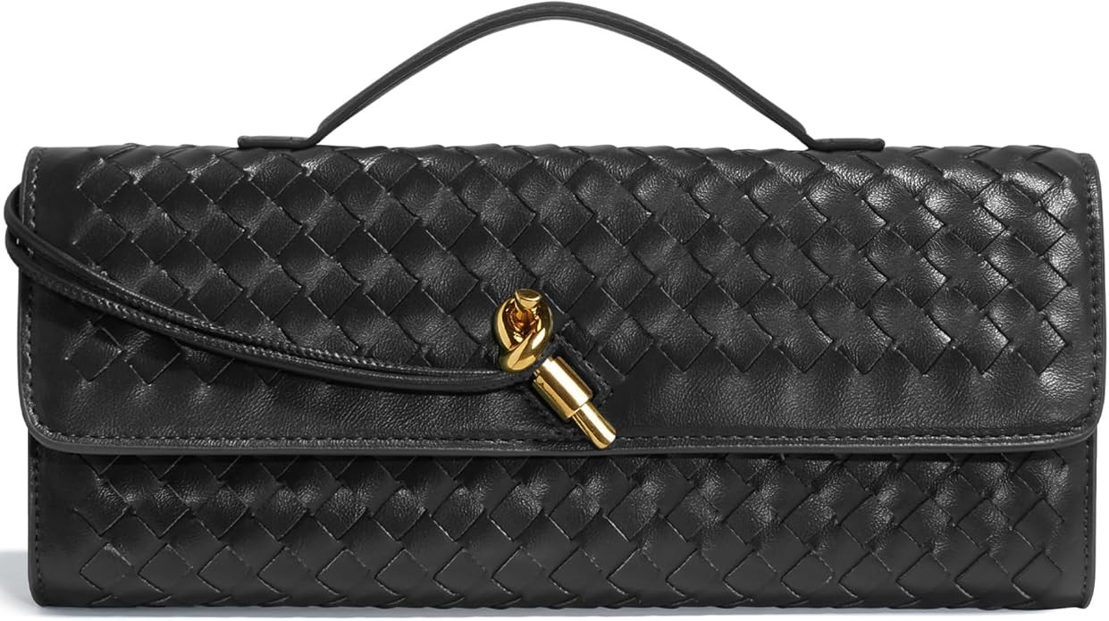 Woven Clutch Purses for Women, Formal Satchel Leather Evening Bag Shoulder Handbag | Amazon (US)