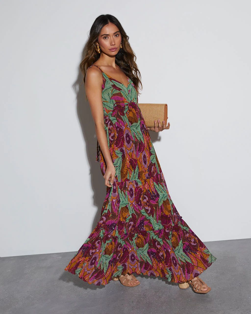 Cristal V-Neck Tropical Print Maxi Dress | VICI Collection