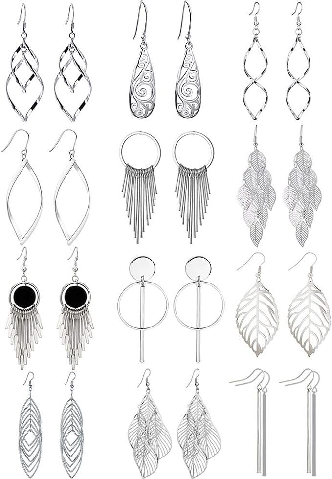12 Pairs Drop Dangle Earrings boho Fashion Jewelry Vintage Statement Boho Bohemian Earrings Set f... | Amazon (US)
