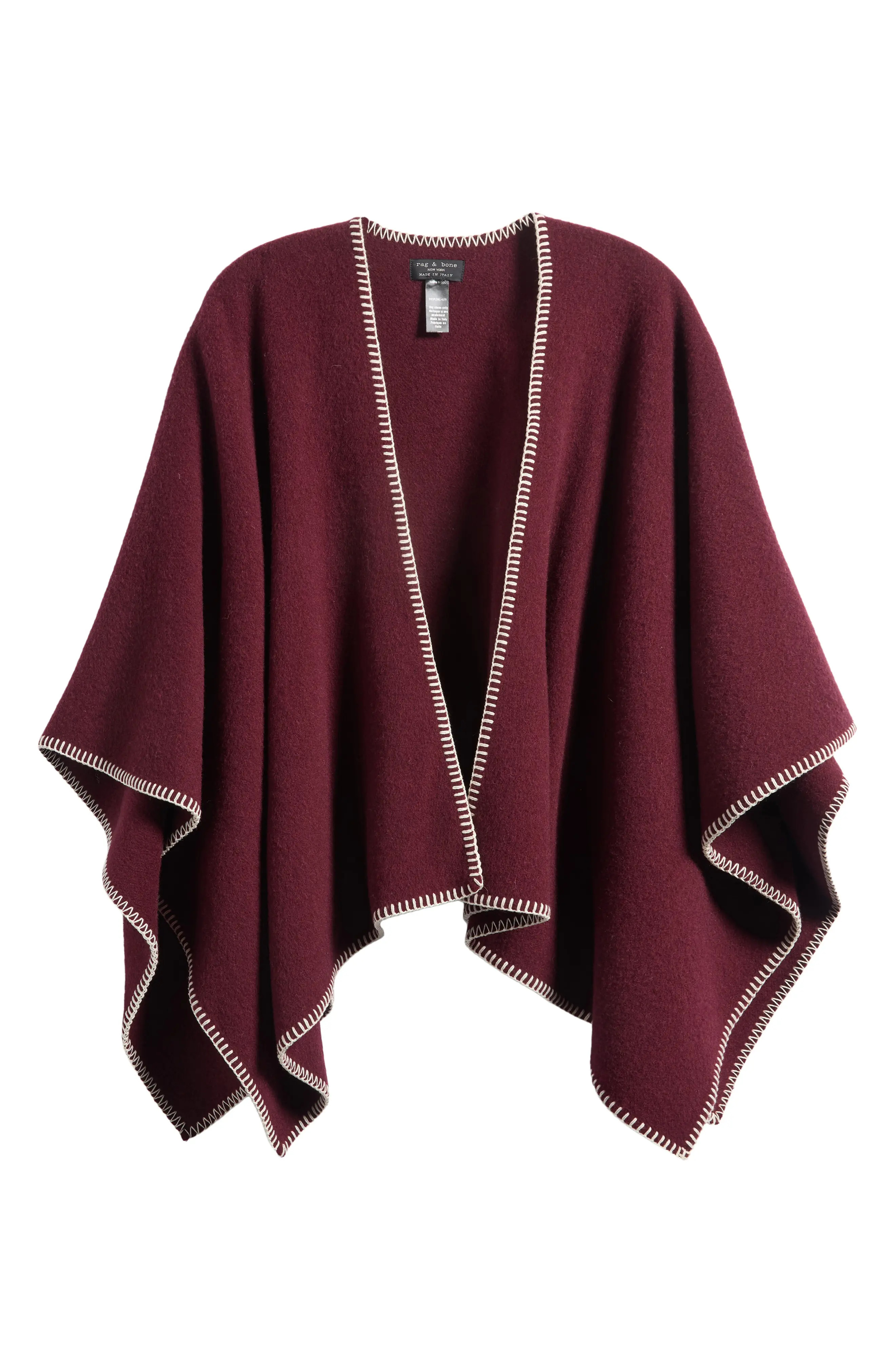 rag & bone Ingrid Wool Poncho in Brgdy at Nordstrom | Nordstrom