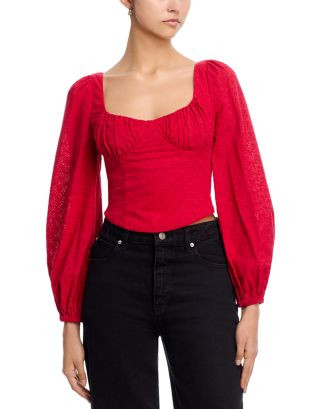 Embroidered Puffed Sleeve Top - Exclusive | Bloomingdale's (US)
