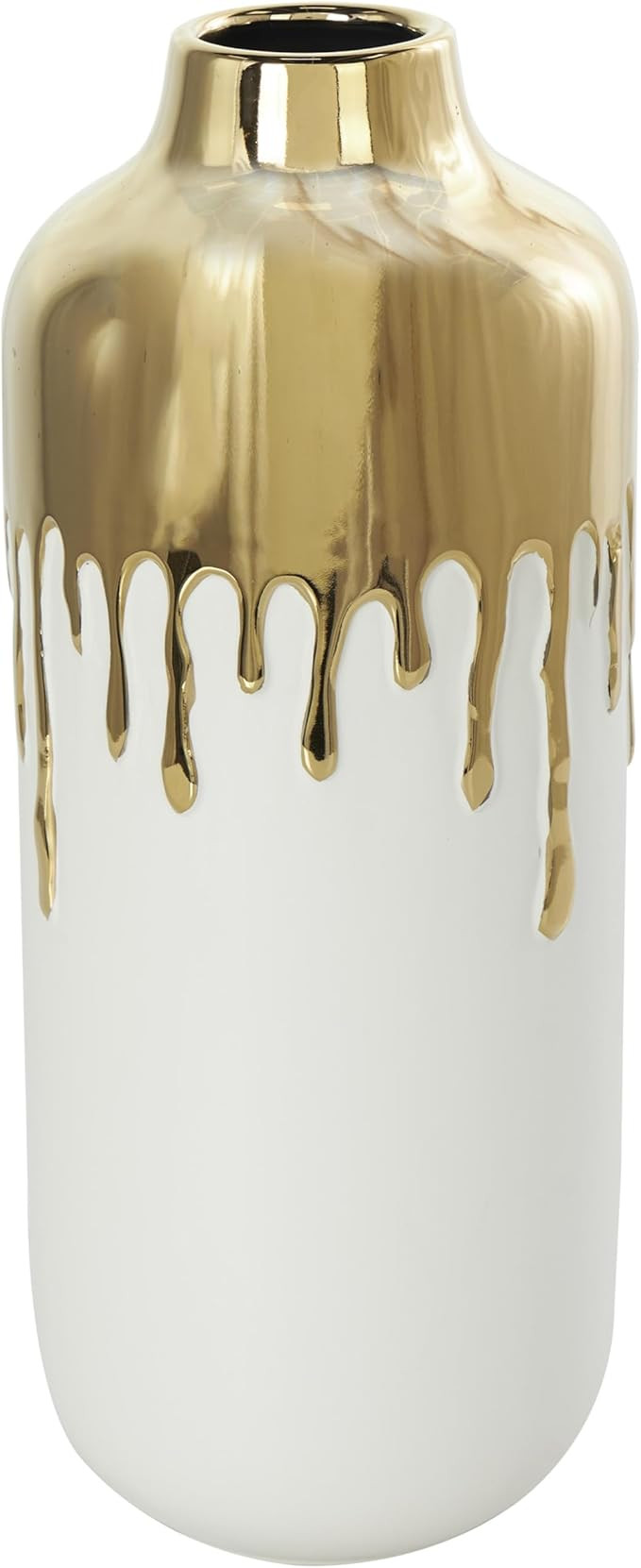 CosmoLiving by Cosmopolitan Ceramic Decorative Vase Centerpiece Vase with Abstract Gold Melting D... | Amazon (US)