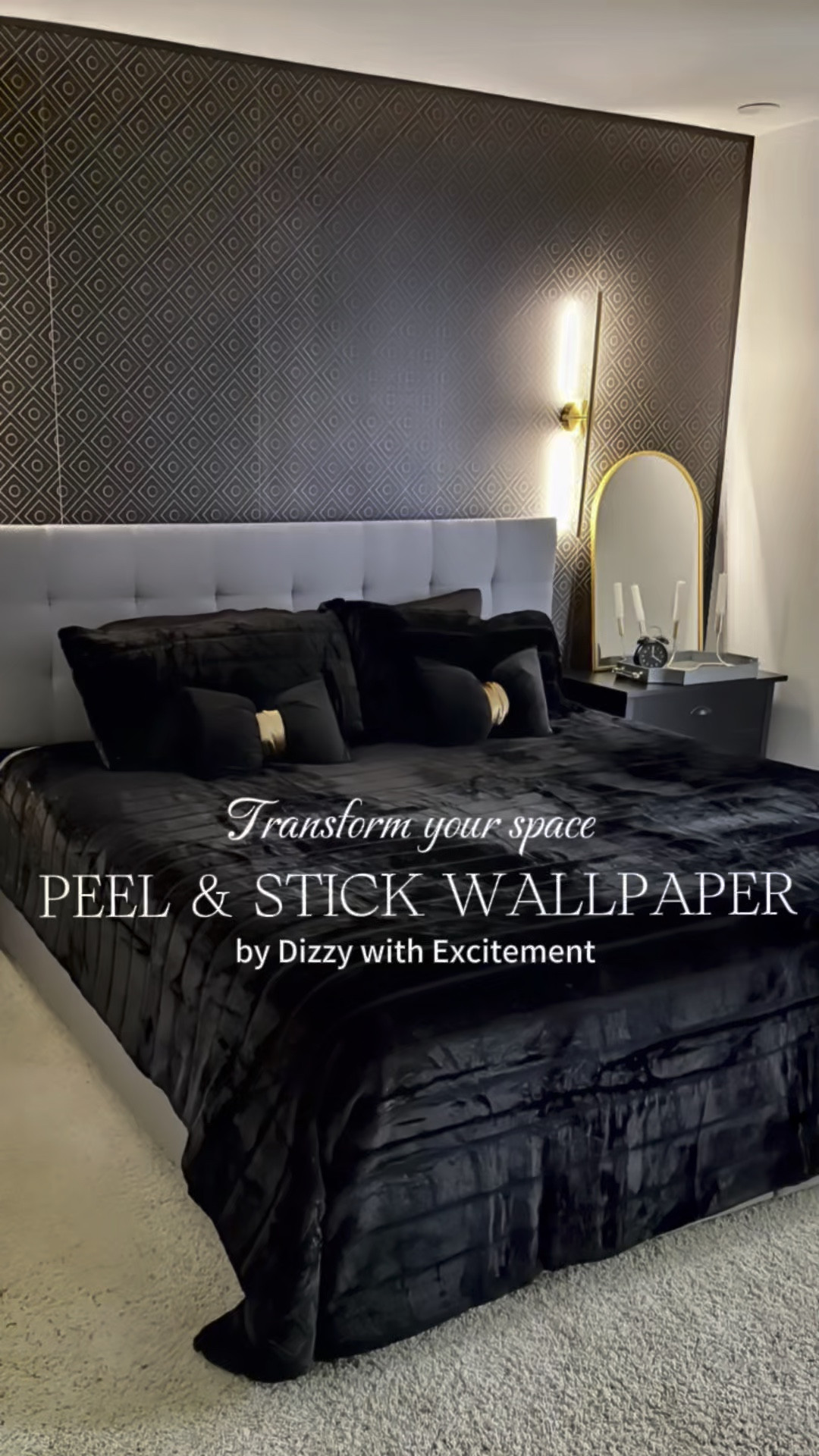 I surprised my mom with a bedroom makeover, transforming it from coastal to sleek black and gold modern vibes!

The star of the show? A stunning peel-and-stick wallpaper from Dizzy with Excitement. It was super easy to install (under an hour!) and renter-friendly—perfect for future updates. The bold black and gold design completely elevated the space, creating a luxurious yet cozy atmosphere.

Seeing my parents’ excitement when they walked into their new trendy bedroom made it all so worth it! @DizzyWithExcitement #DizzyWithExcitement #ad @shop.ltk #liketkit

#LTKStyleTip #LTKHome #LTKWatchNow