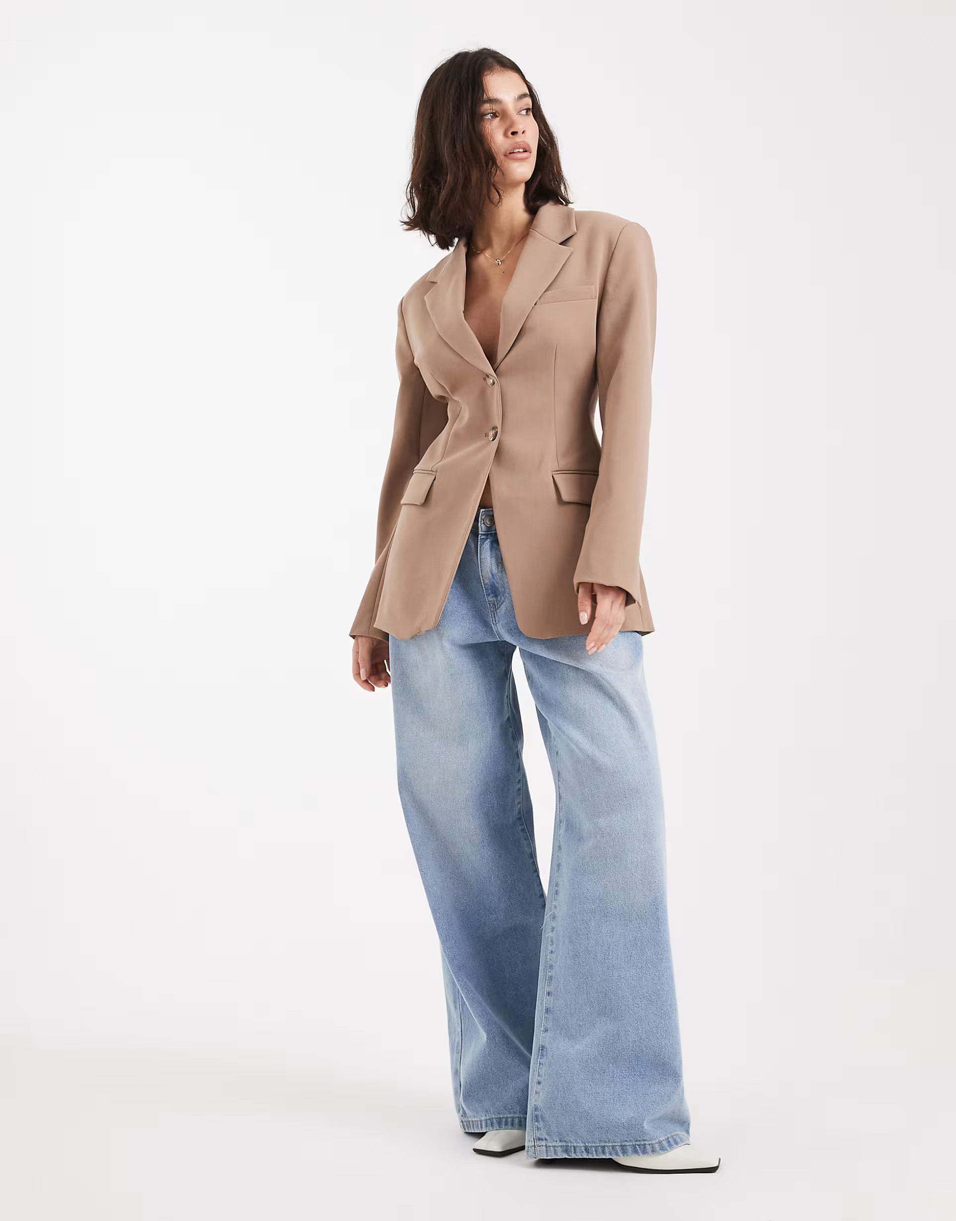 ASOS DESIGN cinch waist blazer in mocha | ASOS | ASOS (Global)