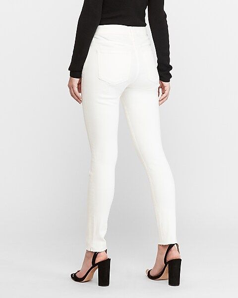 High Waisted Denim Perfect White Ankle Skinny Jeans | Express