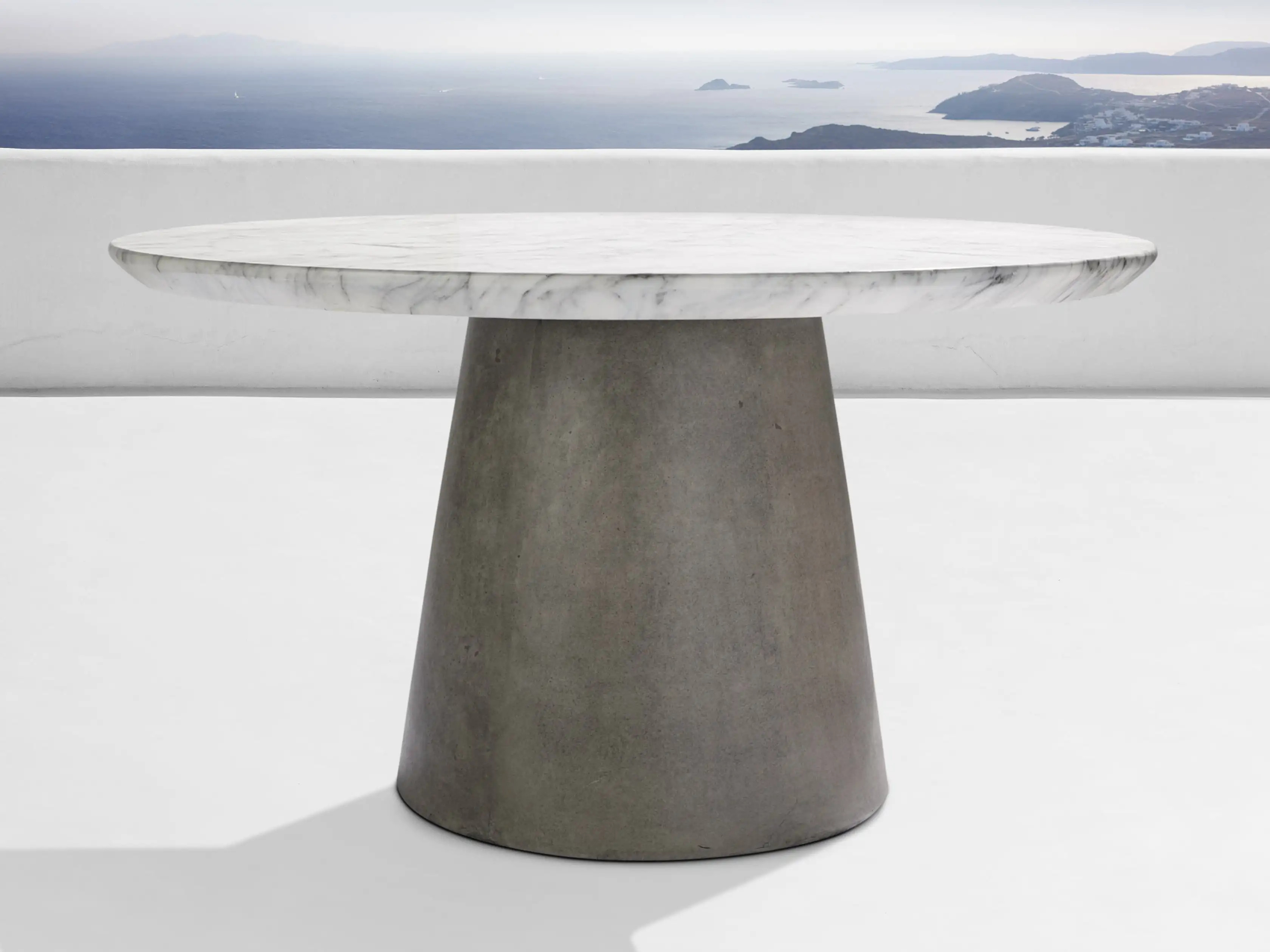 Edgewater Outdoor Dining Table in White Faux Marble | Arhaus